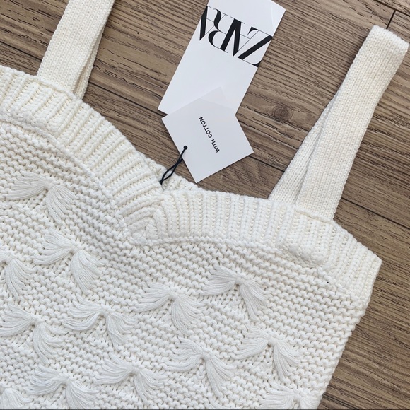 NWT Zara Textured Knit Crop Top White Medium - Picture 11 of 11